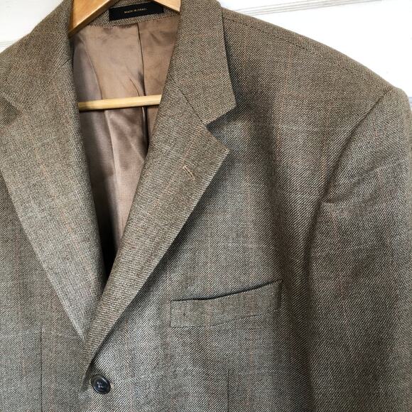 Vintage 90s Lord West Lambswool Sport Coat 42R Brown Tweed Blazer Made in Israel - Picture 3 of 13